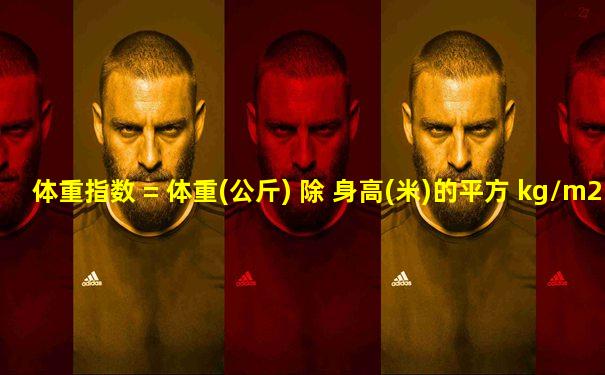 体重指数 = 体重(公斤) 除 身高(米)的平方 kg/m2